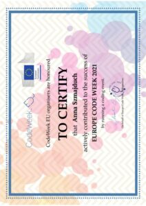 Certyfikat Europejskiego Tygodnia Kodowania 2021