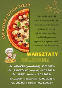 Plakat - warsztaty kulinarne- Światowy Dzień Pizzy