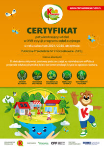 Certyfikat potwierdzający udział w programie.