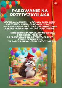 Zaproszenie - Pasowanie na przedszkolaka.